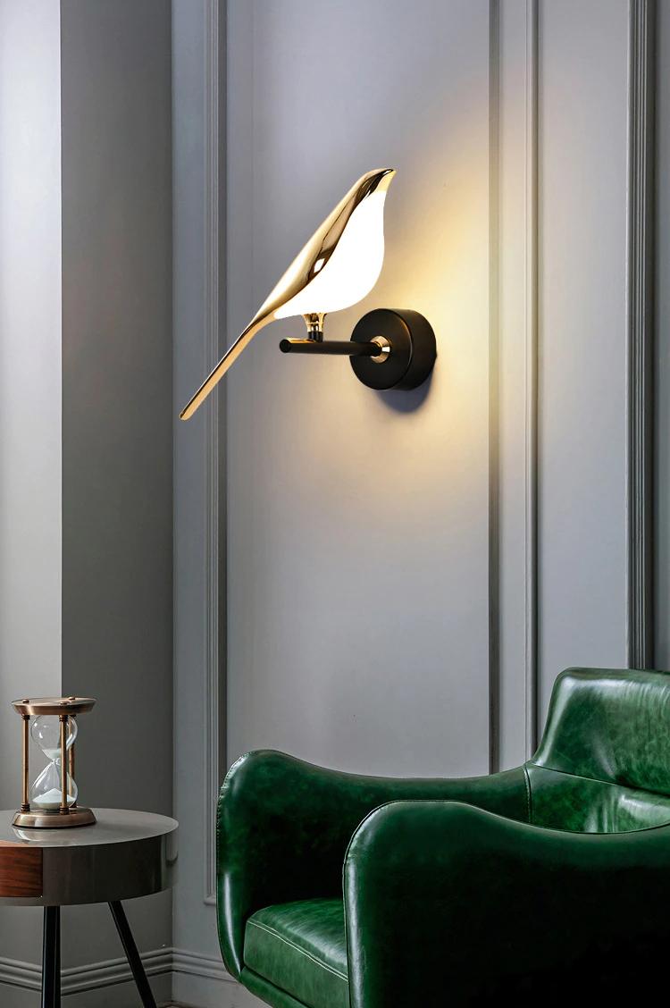 Vella Nordic Elegant Golden Bird Wall Lamp - Lighticular