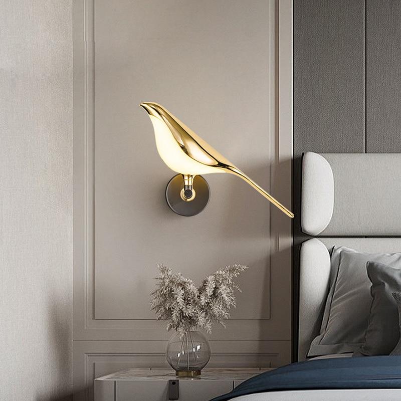 Vella Nordic Elegant Golden Bird Wall Lamp - Lighticular